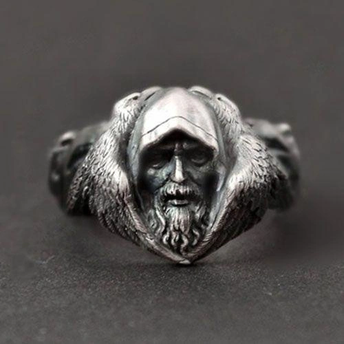 Nordic mythologyOdin Raven Vintage Men's Viking Wolf Stainless Steel Punk Ring Scandinavian Amulet Gothic Jewelry