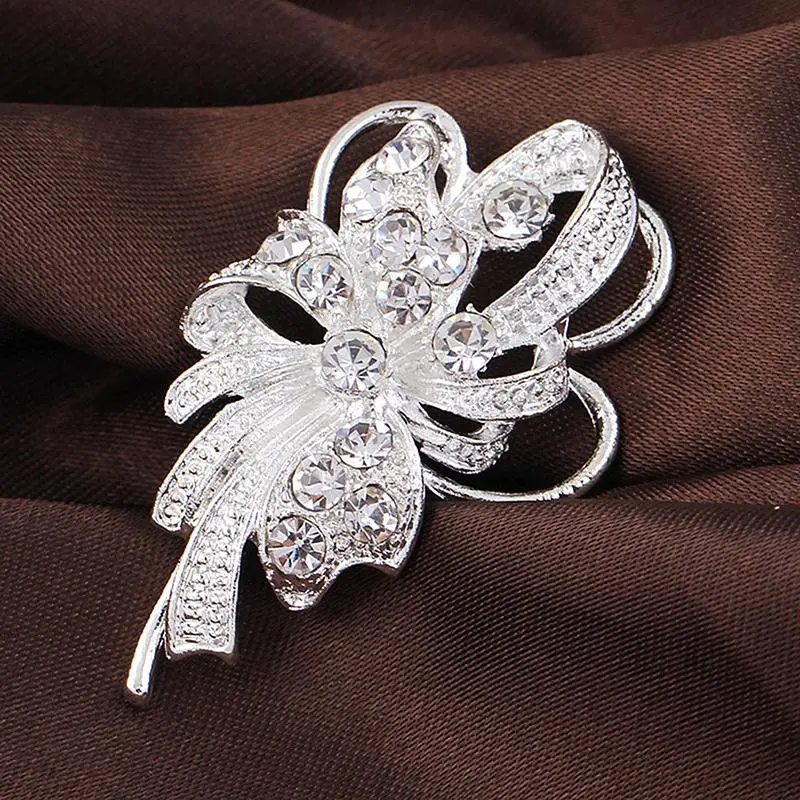 Studded Crystal Chic Elegant Rhinestone Pearl Dancing Swan Brooch Pin Wedding Jewelry