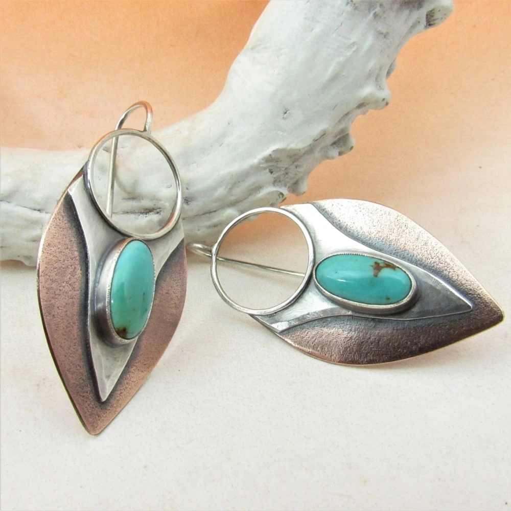 Vintage Turquoise Teardrop Shaped Personality Earrings