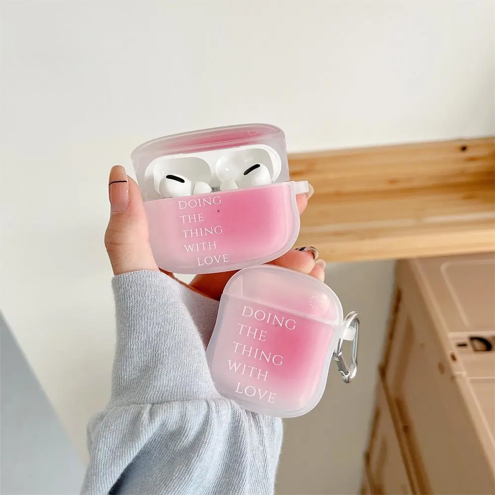 Ins Gradient Soft TPU Case for AirPods 1 2 Pro 3rd New Cute Pink Bluetooth Earphone Charging Box Cover with Hook