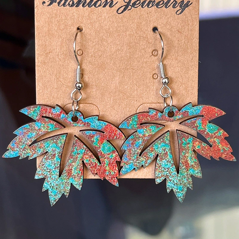 Retro Distressed Hollow Leaf Earrings