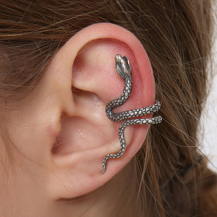 No Pierced Personality S925 Sterling Silver Snake Ear Clip