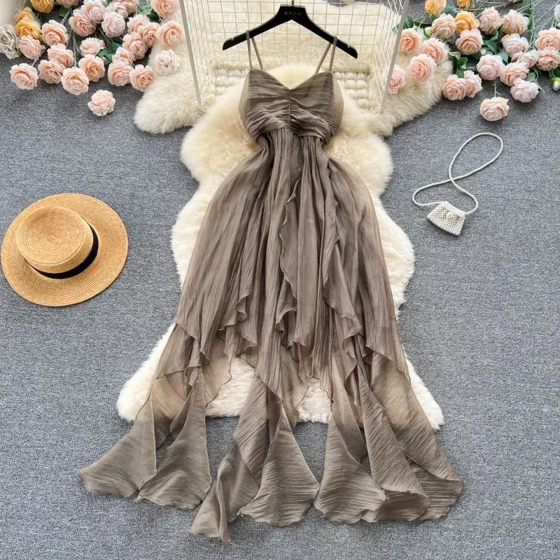 Travel Holiday Style Bandeau Sling Long Dress