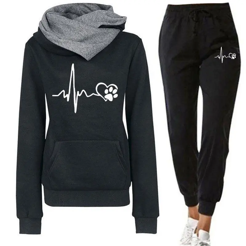 Casual Sportswear Suit Heartbeat Frequency Printing