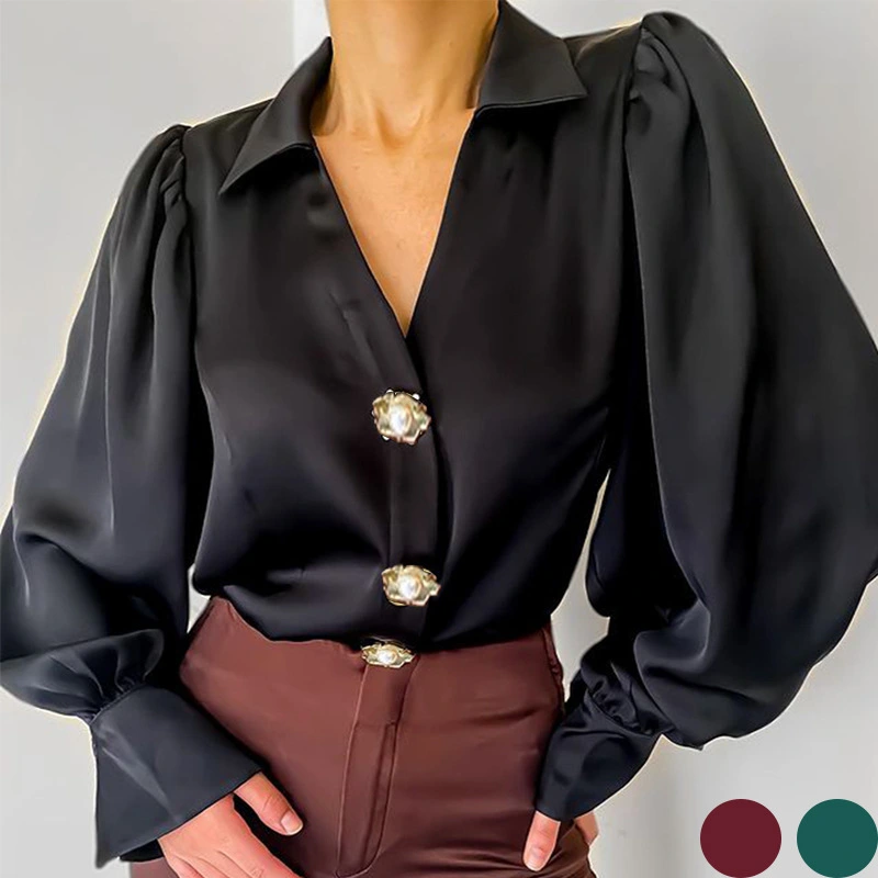 Fashion Design Lantern Sleeve Loose Blouse