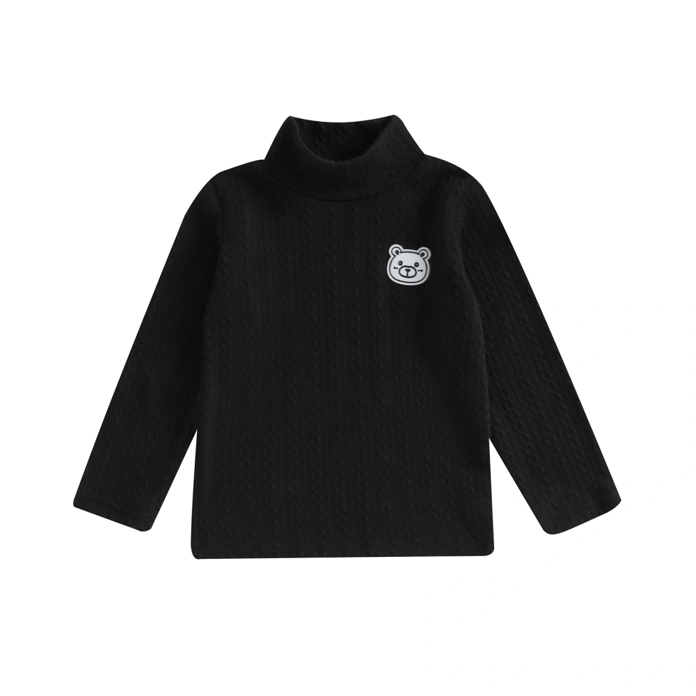 Boys Autumn Winter Long Sleeve High Neck Bear Print Pullover Knitwear