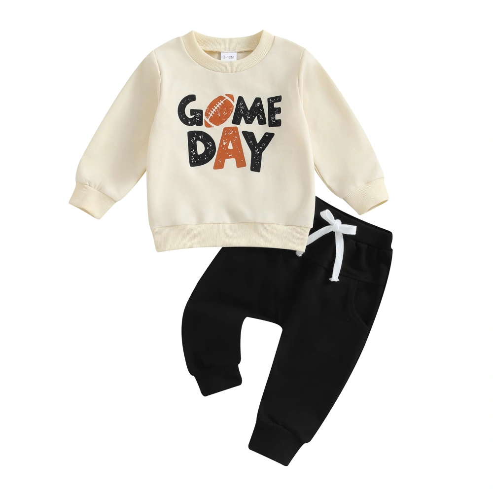 Baby Boys Pants Set, Long Sleeve Letters Rugby Sweatshirt Sweatpants