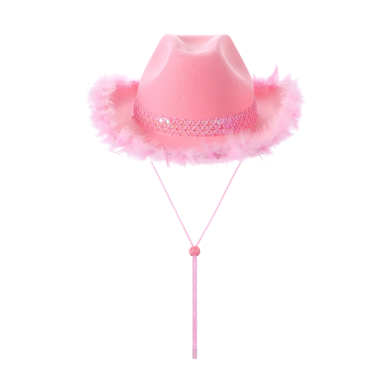 Pink Cowboy Hats Feather Brim Cowgirl Hat for Women Girls Party