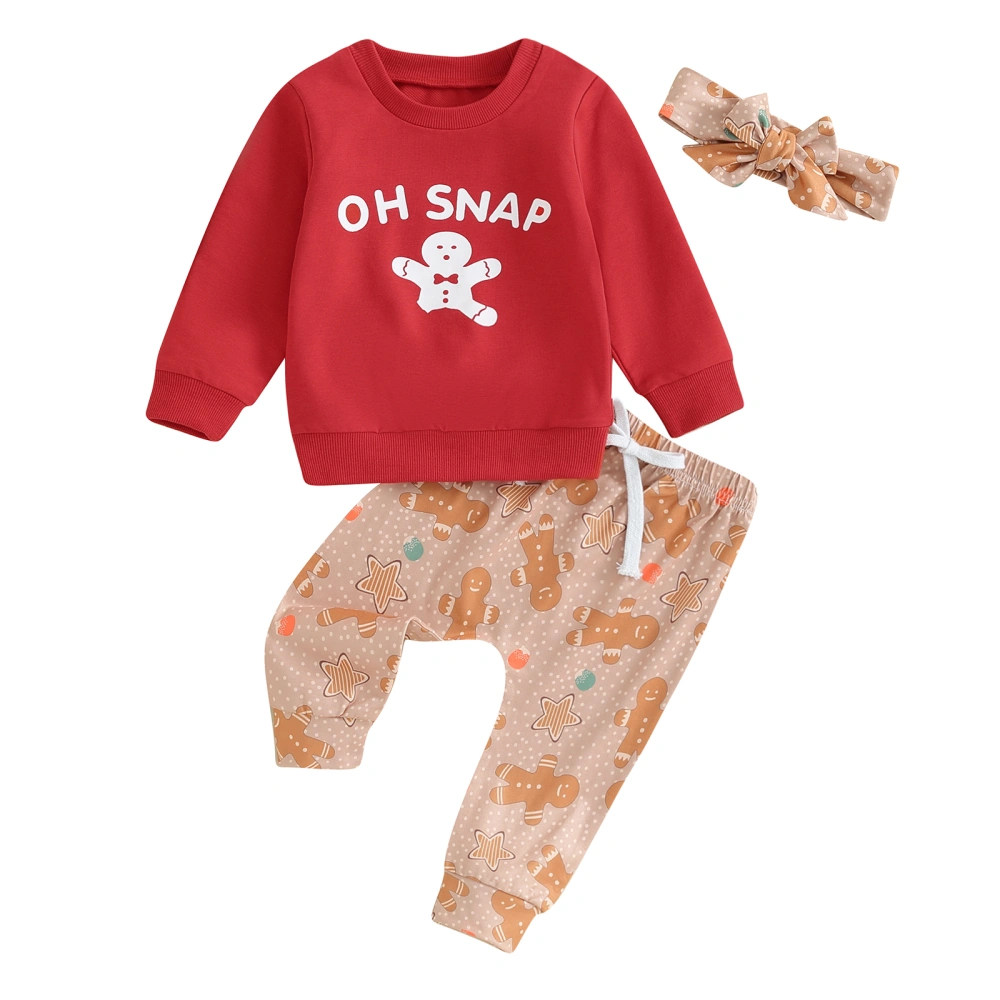 Girls Christmas Outfit Santa/Gingerbread Man Sweatshirt Pants Headband