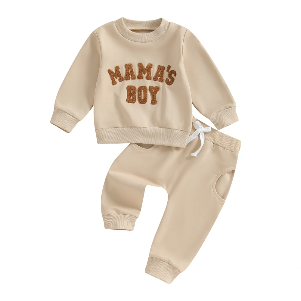 Baby Boy 2Pcs Outfits Long Sleeve Letter Embroidery Pullover + Pants