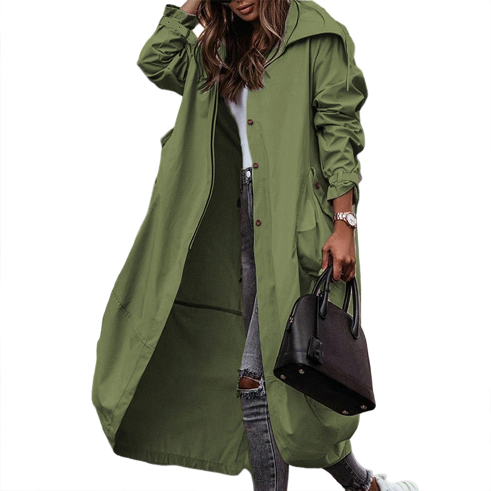 Women Trench Coat Long Sleeve Single Breasted Windbreaker Jacket