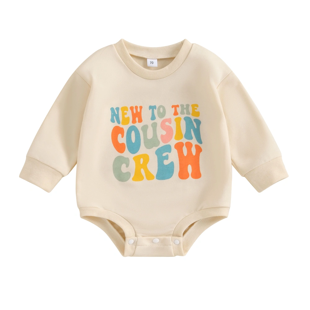 Baby Sweatshirt Romper Long Sleeve Round Neck Letter Print Bodysuit