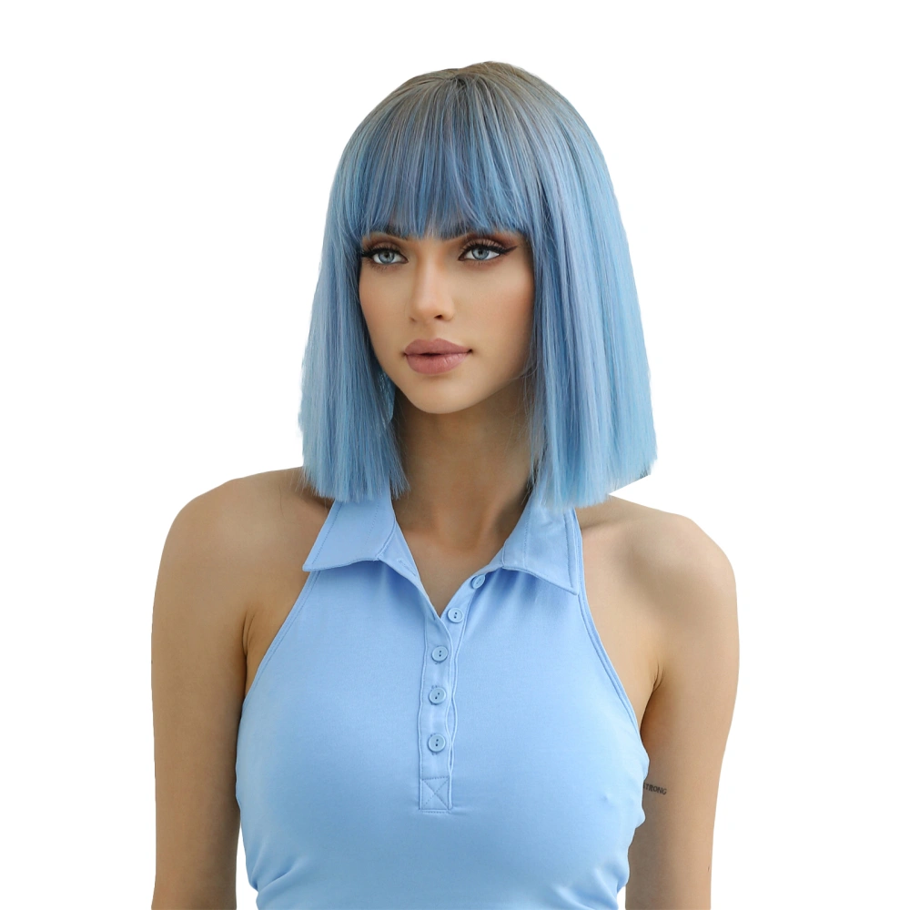 Straight Wigs Natural Realistic Soft Short Wig with Bangs for Women 