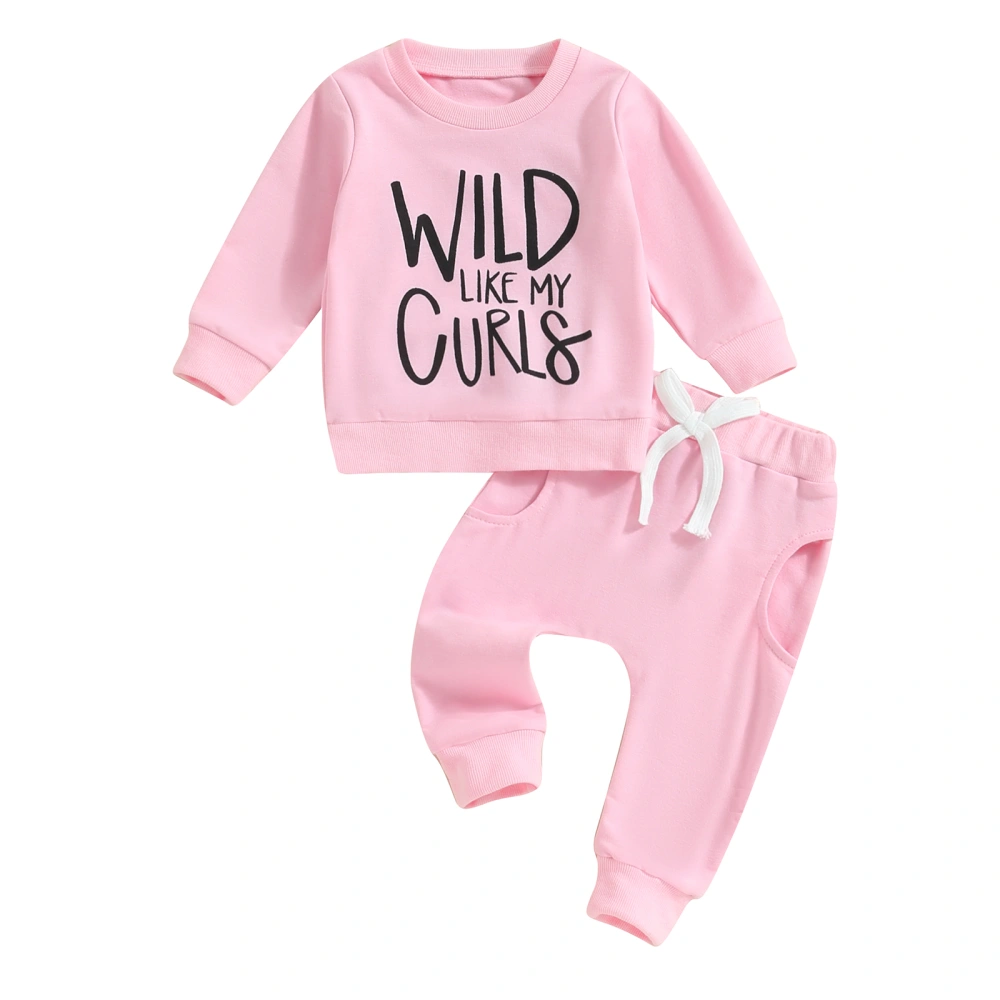 Toddler Girls 2 Piece Outfit Letter Print Sweatshirt and Sweatpants