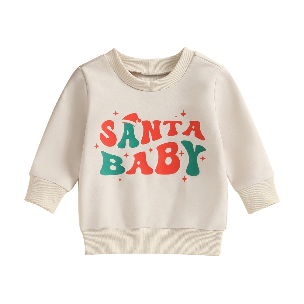 Baby Christmas Sweatshirts Basic Long Sleeve Letter Print Pullovers