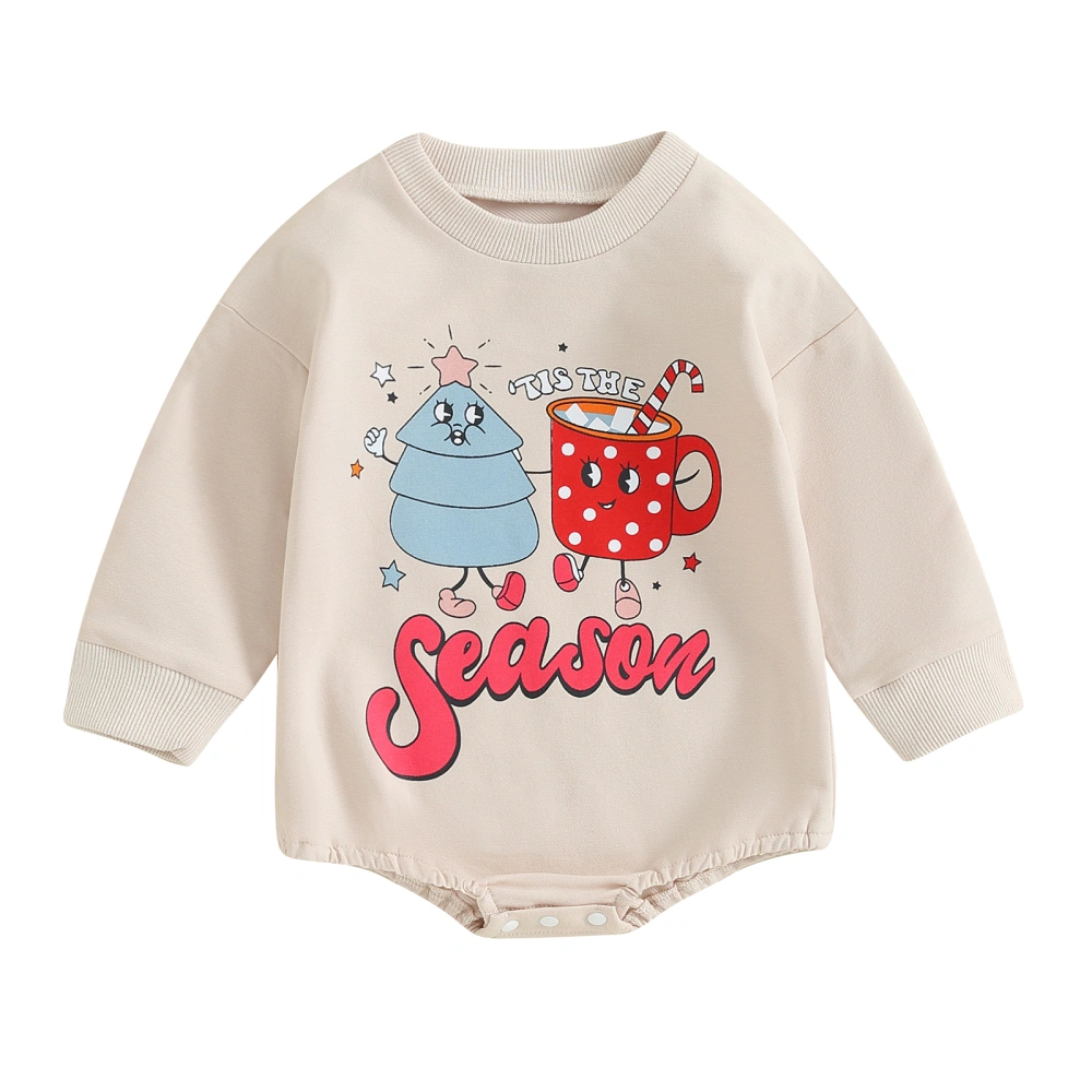 Baby Christmas Romper Cute Santa/Mug Print Long Sleeve Bodysuit