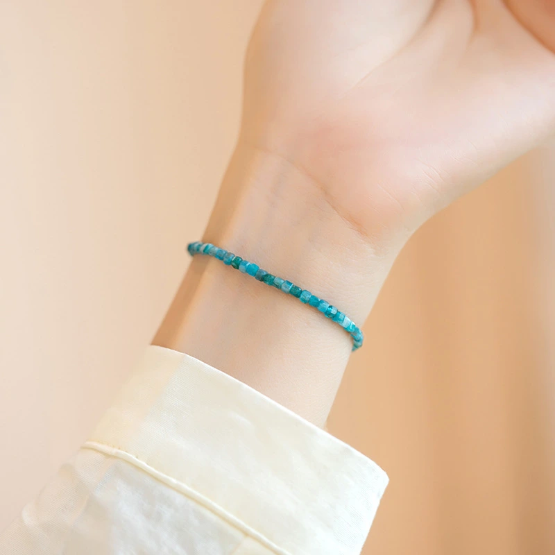 Women's Natural Blue Apatite Thin Bracelet