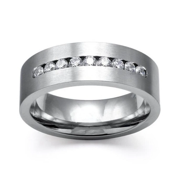 8MM Men's Fashion 316L Stainless Steel Titanium Wedding Band Ring Size 6-13