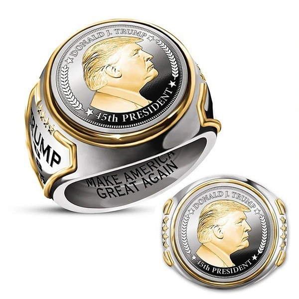 European and American fashionable and personalized US presidential ring two-color men's ring