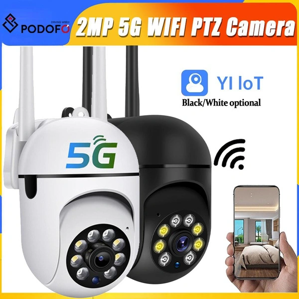 Podofo Black/White 5G Wireless Wifi IP Dome Camera Outdoor/Indoor Waterproof Surveillance Camera IR Night Vision Motion Detection Home Security Camera Two-way Audio Network PTZ Camera