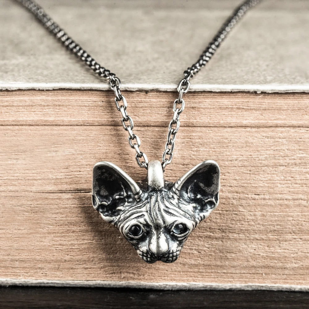 S925 Sterling Silver Vintage Kitty Pendant