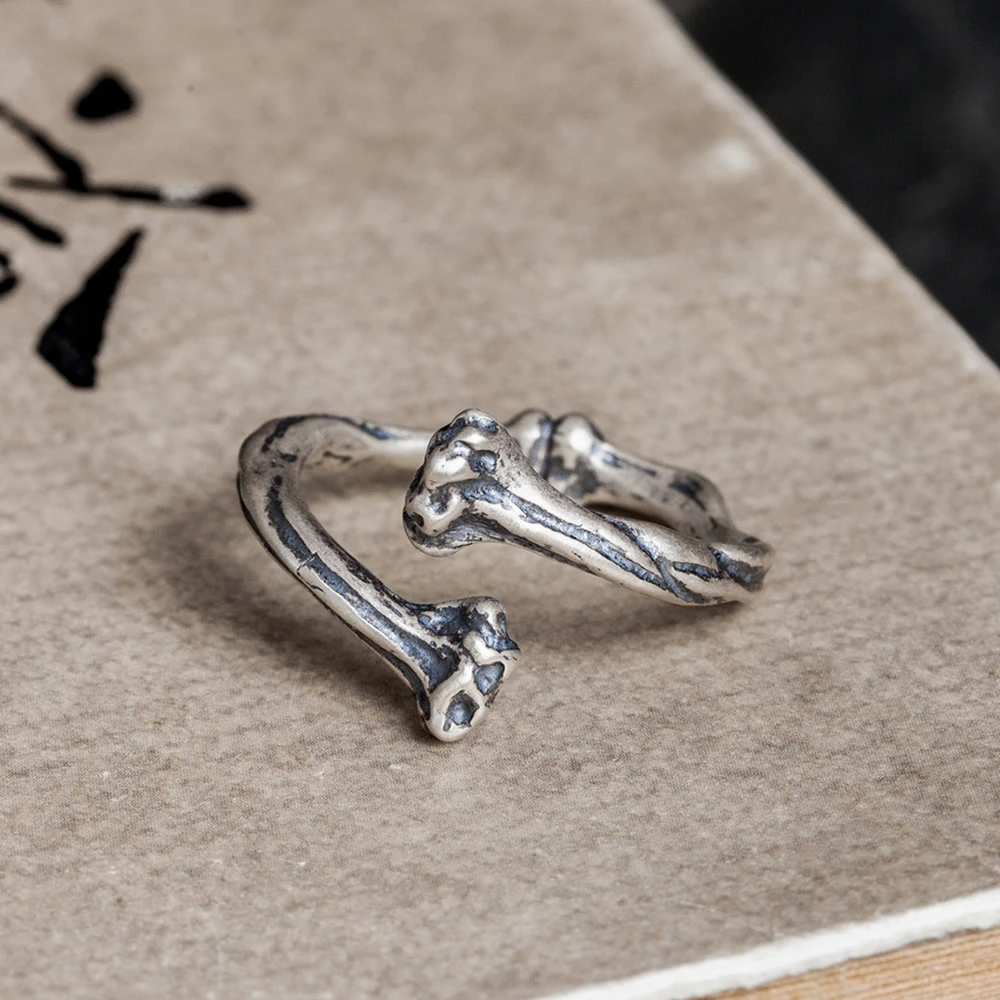 S925 Sterling Silver Niche Adjustable Rib Ring