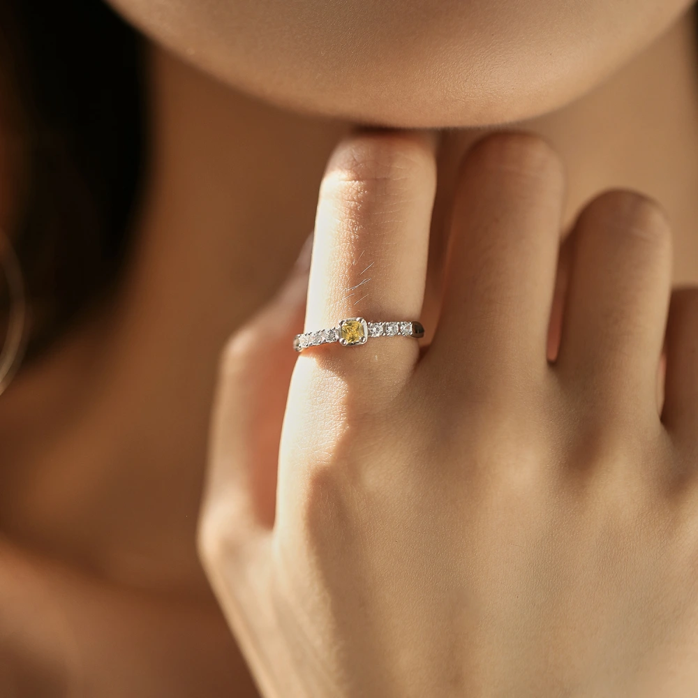 S925 Sterling Silver Sweet Small Sugar Cube Ring For Women