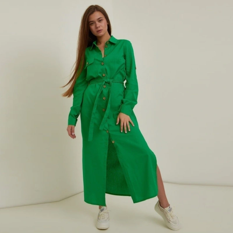 Women's Plus Size Loose Green Casual Waist Tight Dress