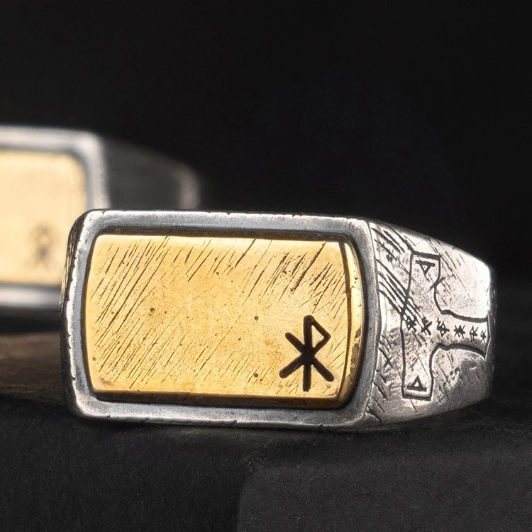 Nordic Viking Ring Silver Inlaid Copper