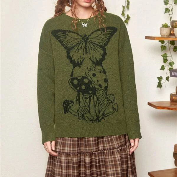 Women's Fashion Headgear Butterfly Jacquard Sweater