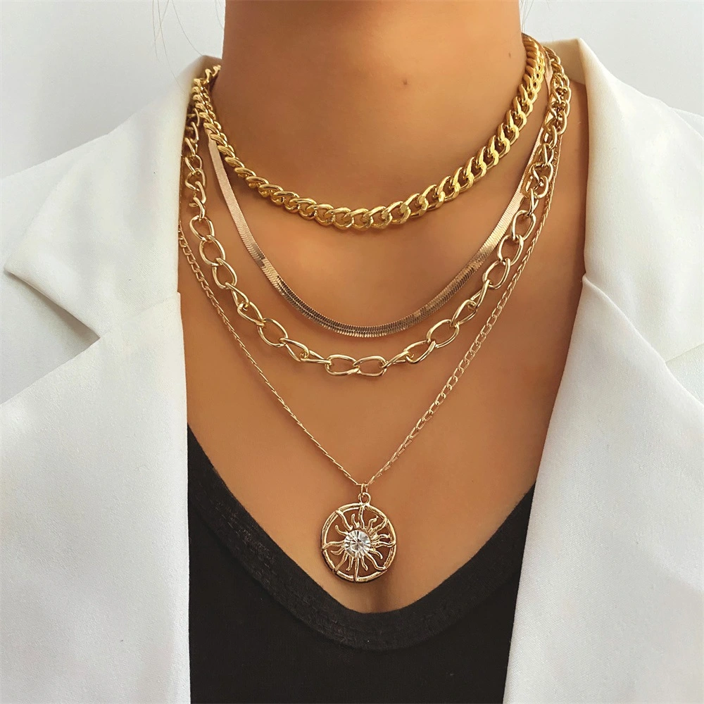 New Arrival French Retro Chain Sun Pendant Necklace