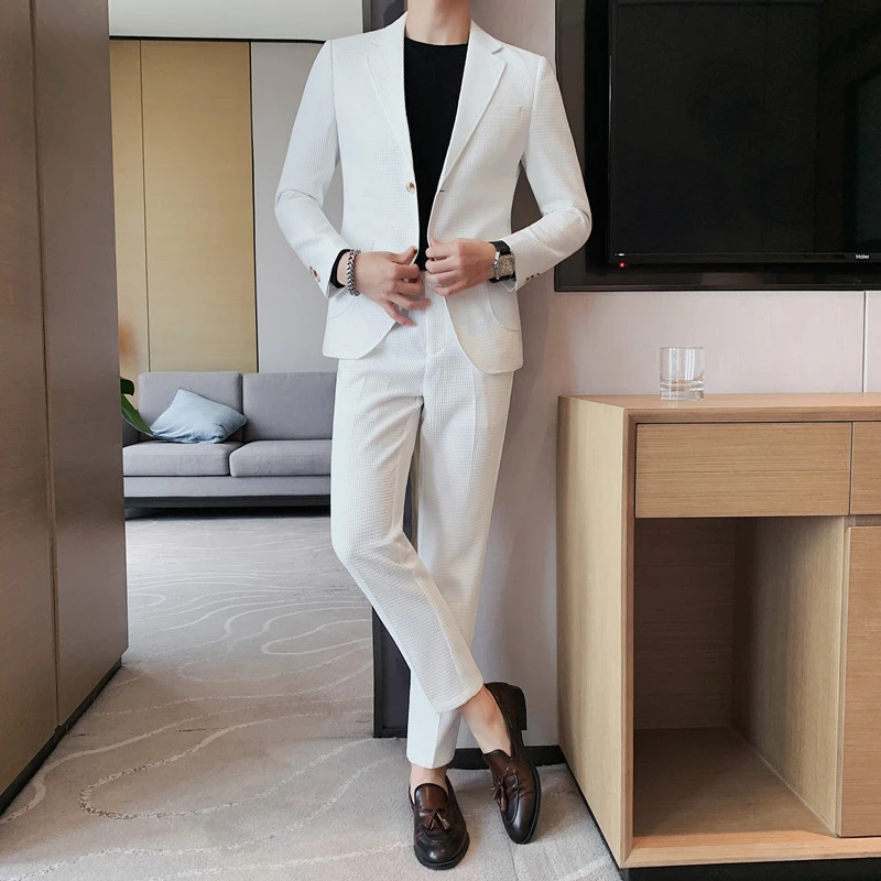 Men's Fashion Waffle Casual Suit