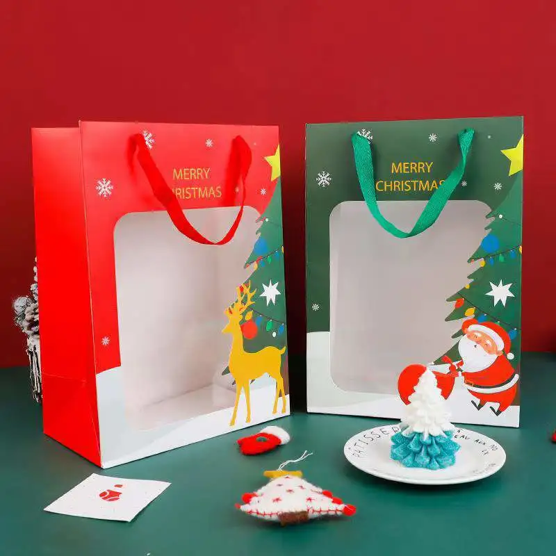 Christmas Window Gift Bag Transparent Window Handbag