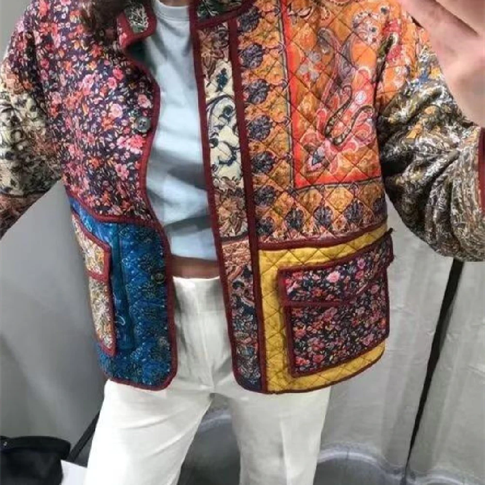 Fashion Printing Loose Cotton Coat