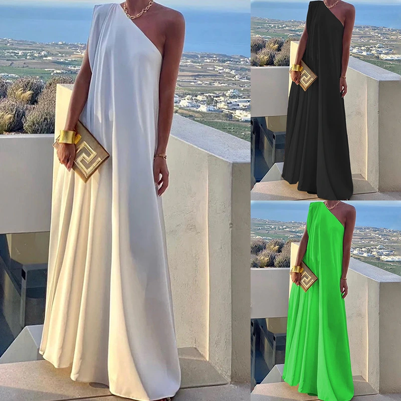 Women's Fashion Loose One-shoulder Long Dress