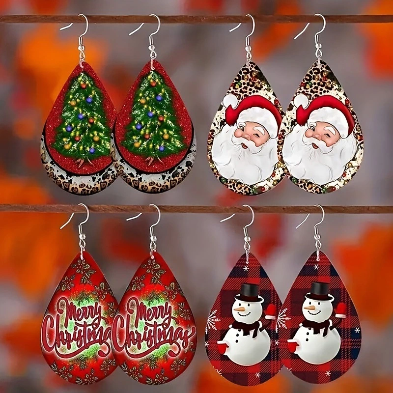 Christmas Earrings Water Drop Hook Acrylic