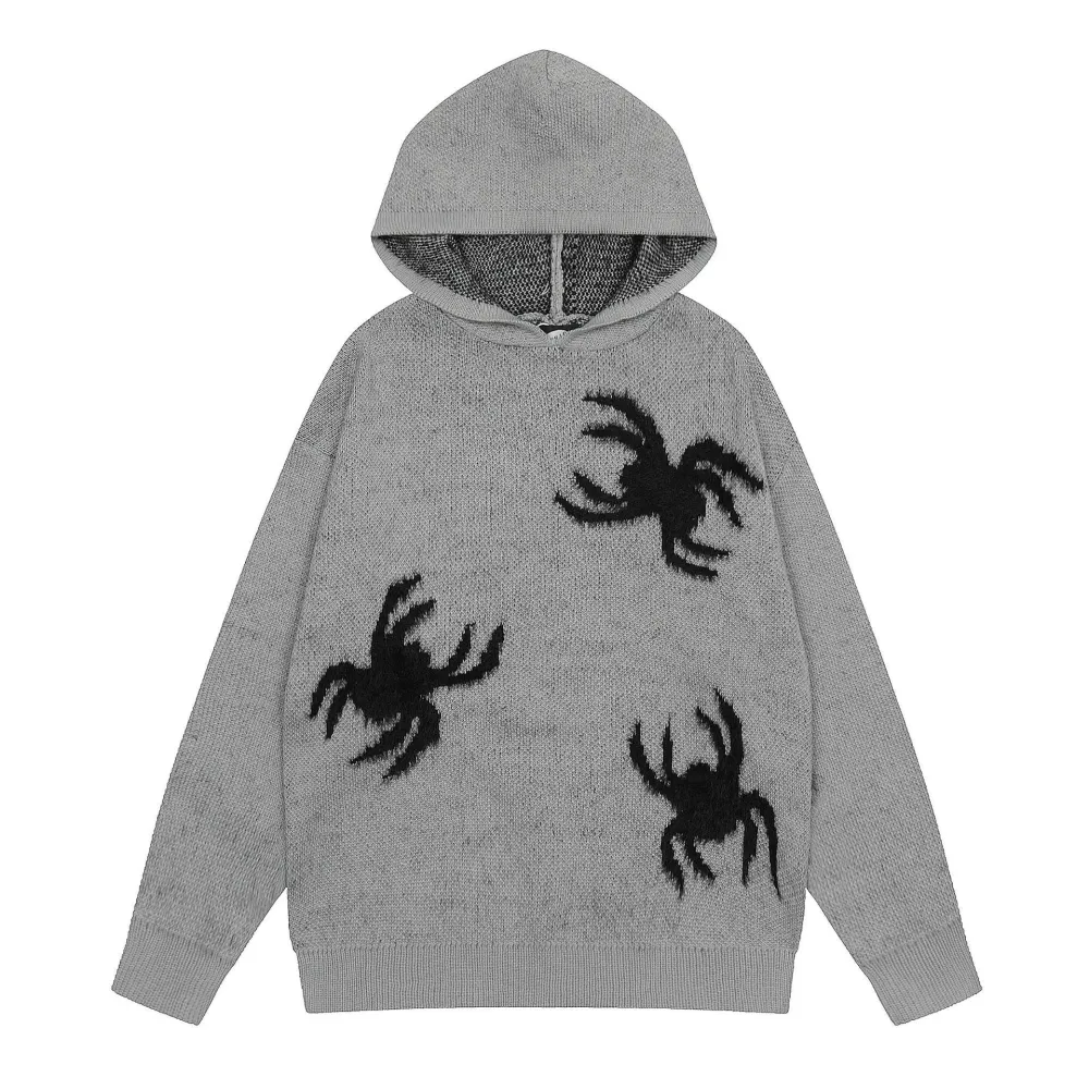 Spider Hooded Knitted Men's And Women's Casual Sweater Jacket