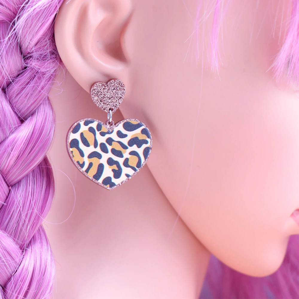 Heart-shaped Leopard Earrings Retro