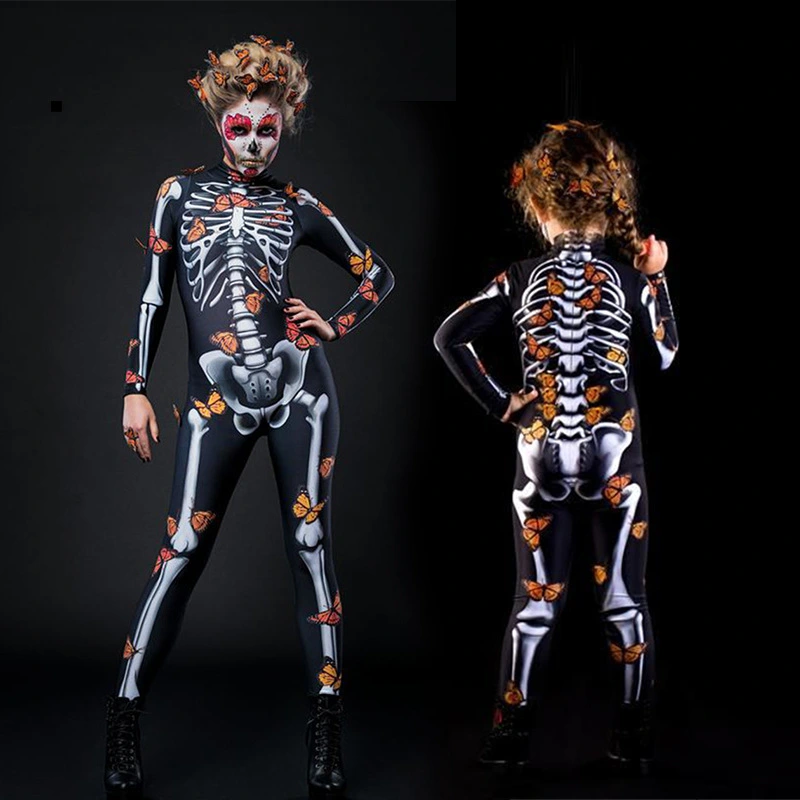 Halloween Parent-child Dress Printing Long Sleeve Jumpsuit Women