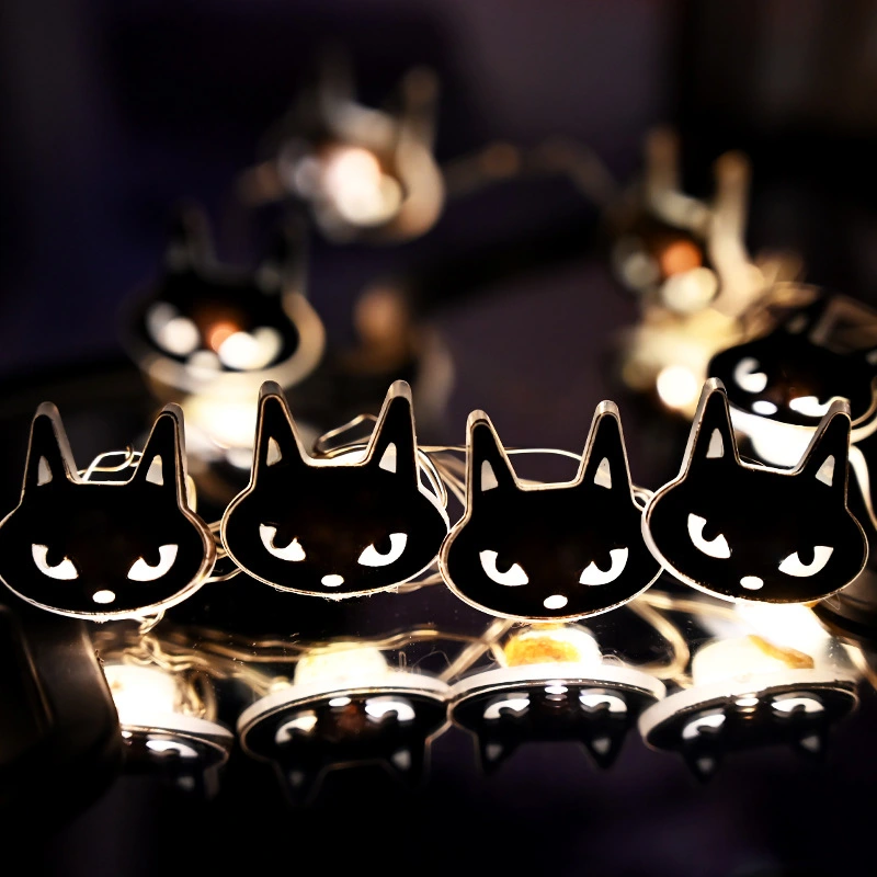 Halloween Decoration LED Black Cat Shape Lighting Chain Decoration