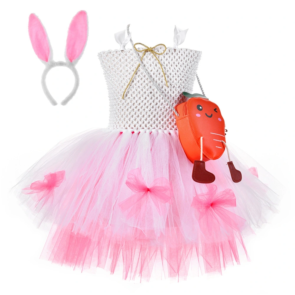 Girl’s Easter Bunny Costume, Tulle Slip Dress with Hair Hoop and Bag