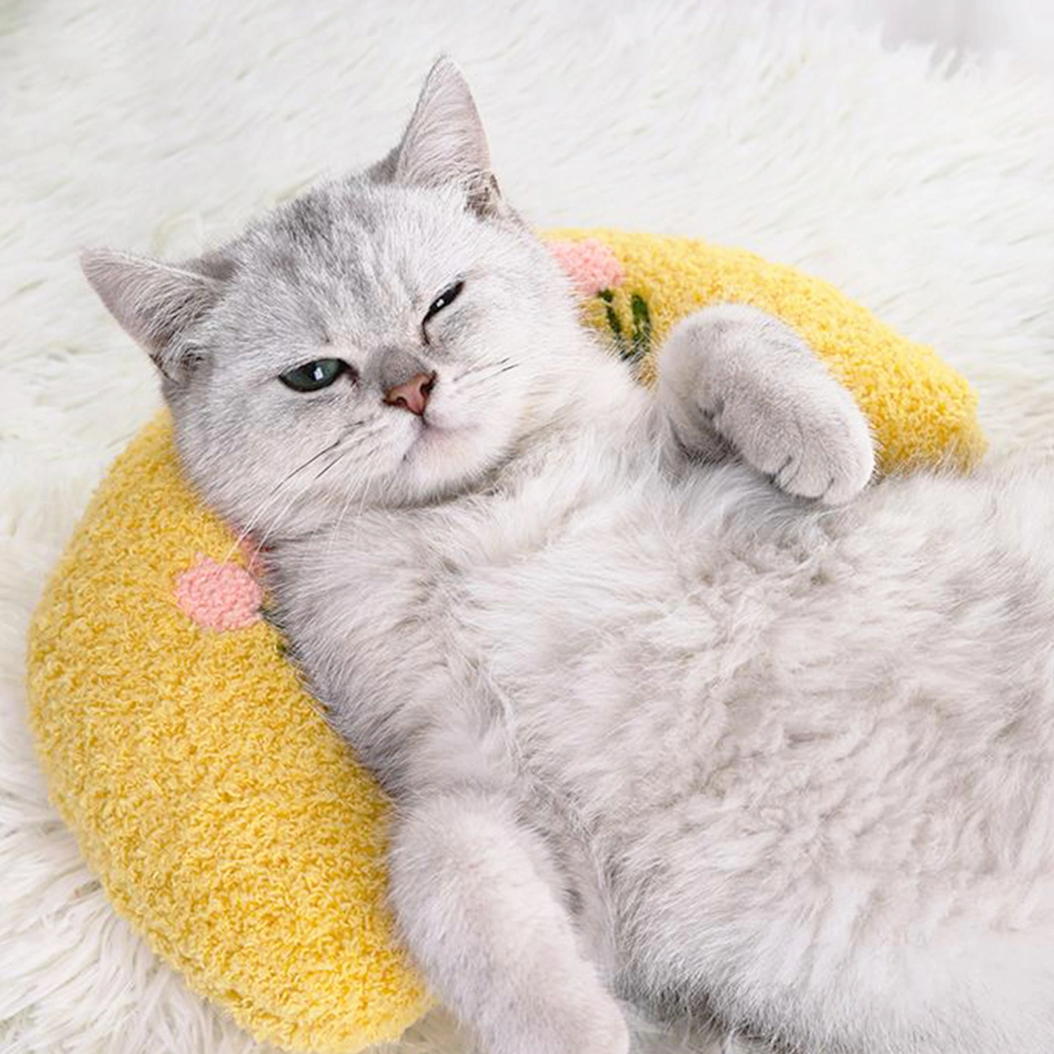 Pillows for Cat U Shape Fluffy Dog Calming Neck Pillow Pet Toy