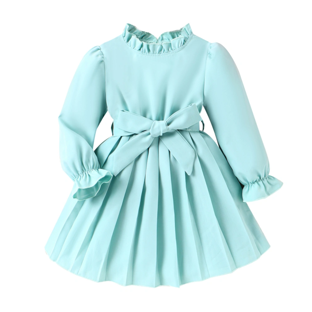 Toddler Girl Fall Dress Long Sleeve Ruffle Collar Belted Dress