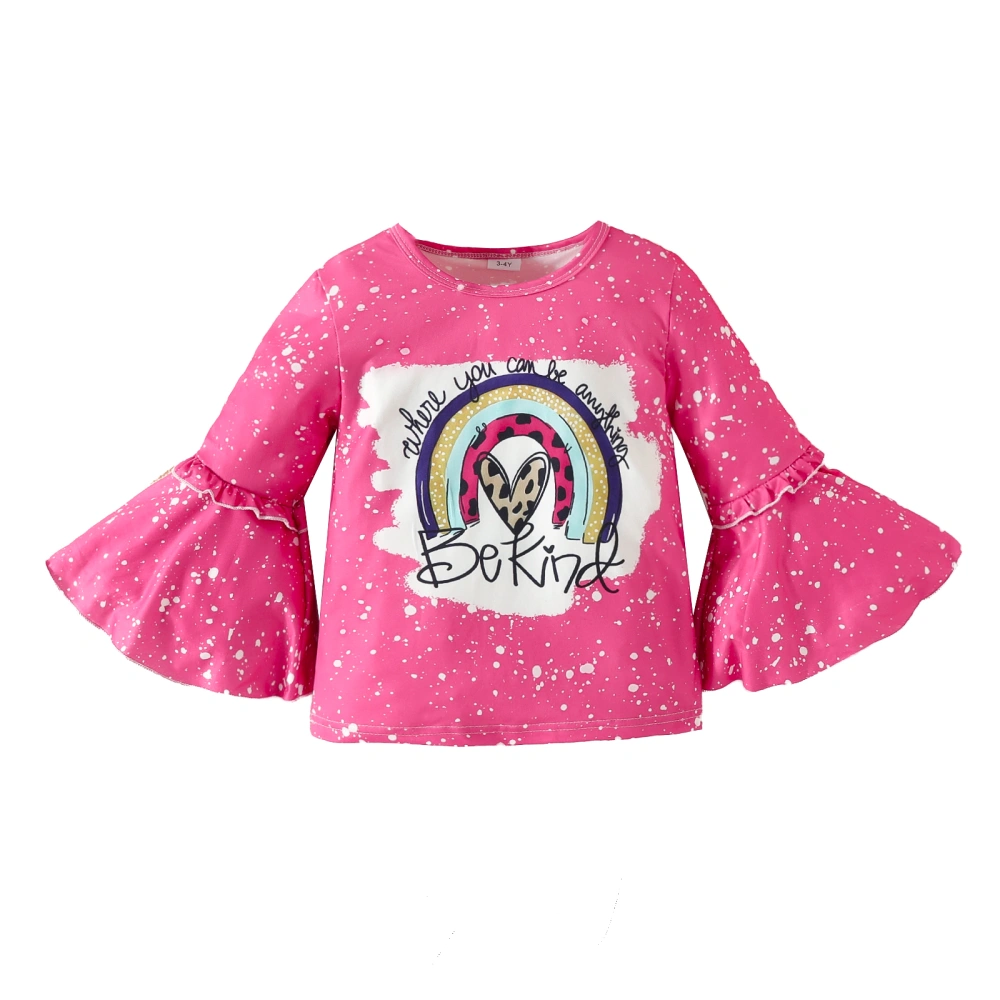 Girls Long Sleeve Crewneck Letter Rainbow/Tie Dye Print Pullover Tops