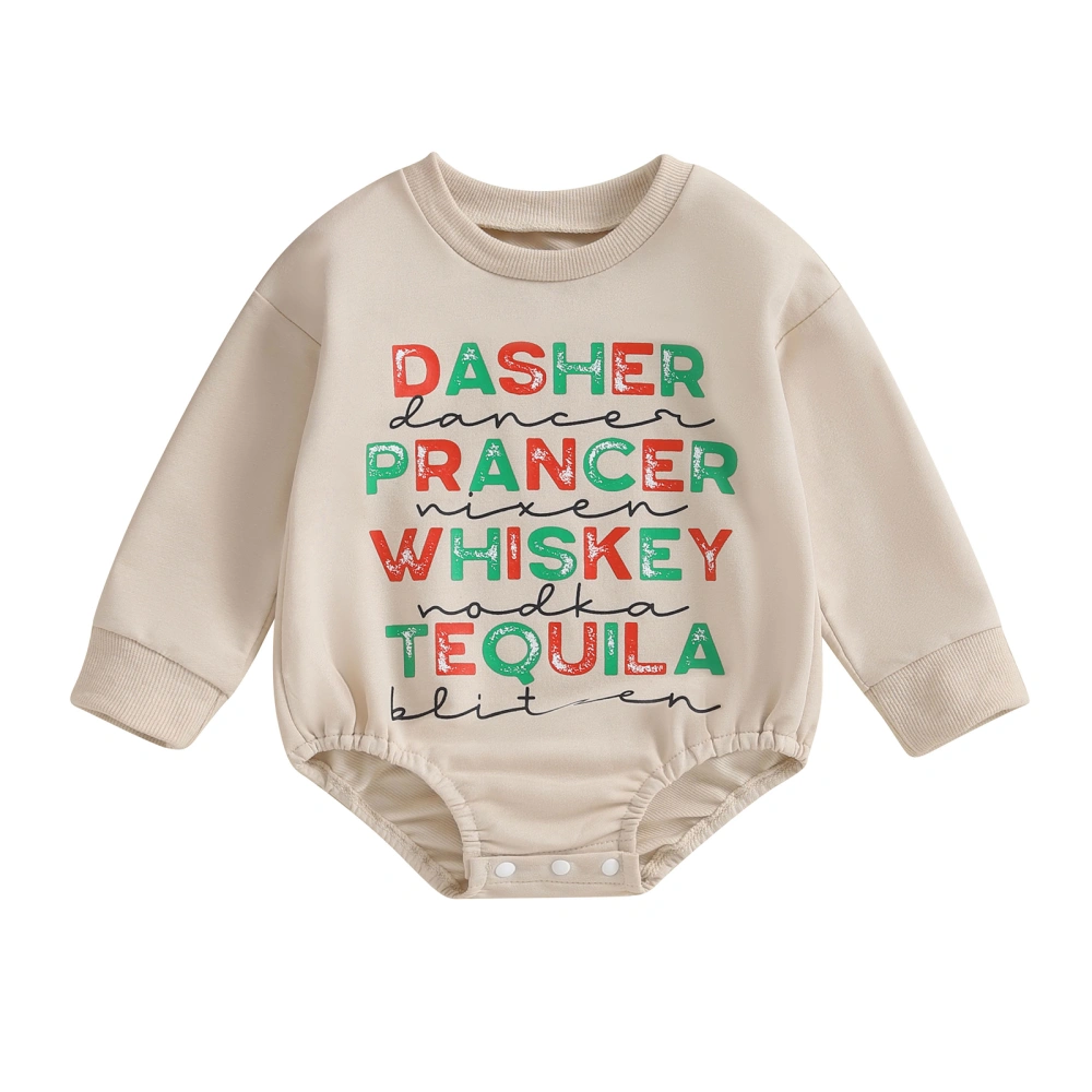 Baby Christmas Romper Fashion Long Sleeve Letter Print Bodysuit