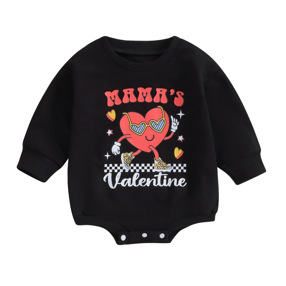 Baby Valentine’s Day Romper Long Sleeve Cartoon Heart Print Bodysuit