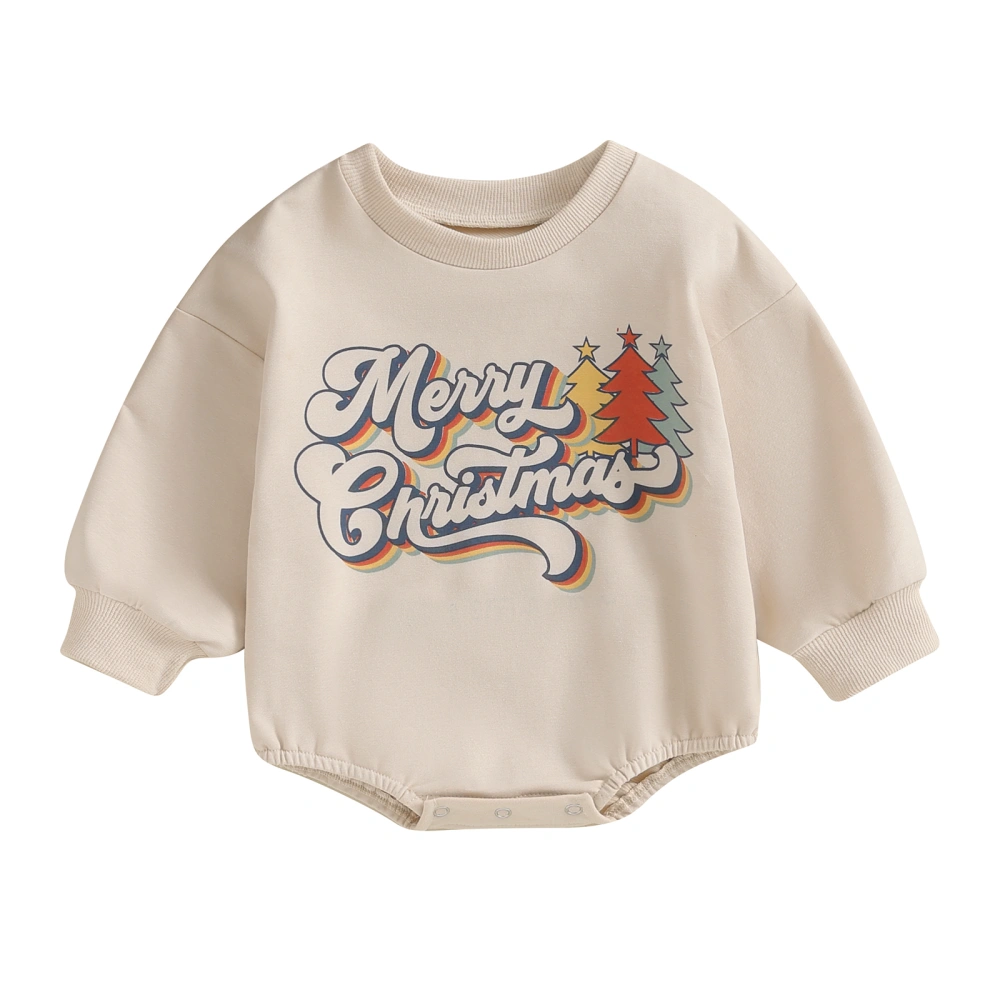 Toddler Sweatshirt Rompers Christmas Letter Print Long Sleeve Jumpsuit