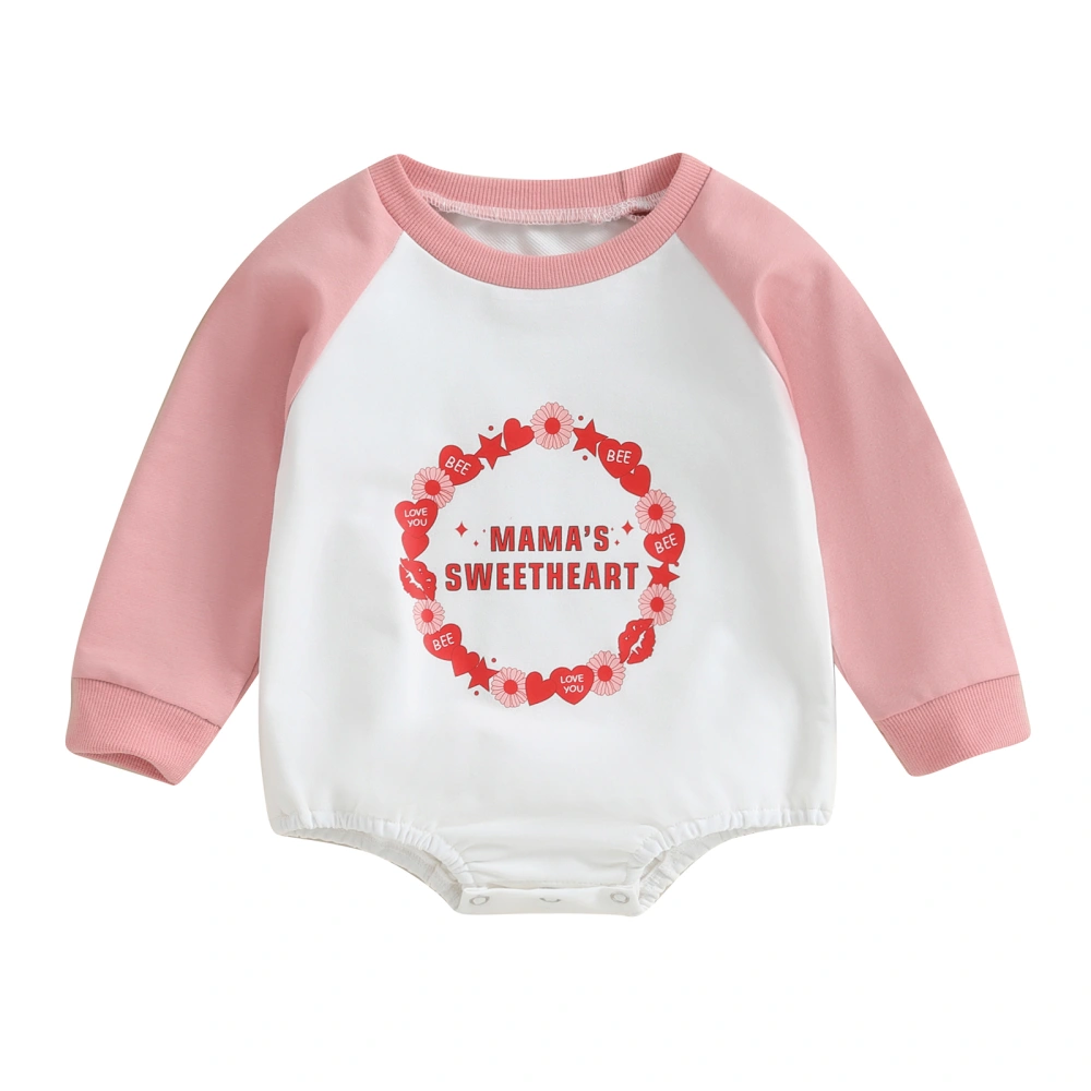 Baby Girls Romper, Long Sleeve Crew Neck Letters Print Bodysuit