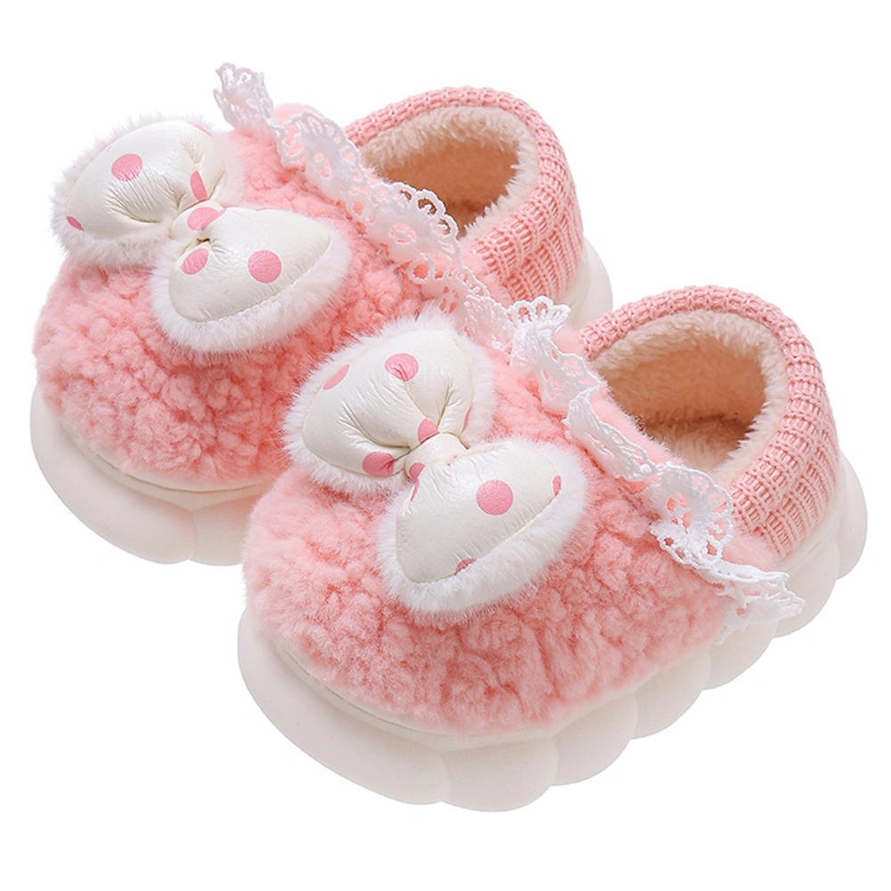 Baby Girl House Shoes Winter Warm Bowknot Slippers Slip-on Shoes