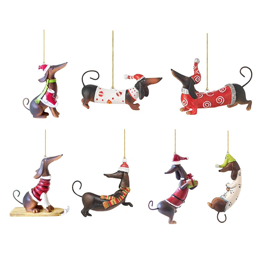 Christmas Hanging Ornaments, Acrylic Cartoon Dachshund Pendant